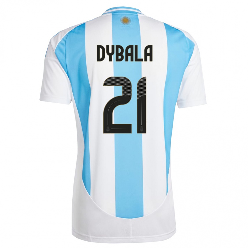 Kids Football Argentina Paulo Dybala #21 White Blue Home Jersey 24-26 T-Shirt Canada