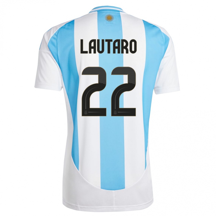 Kids Football Argentina Lautaro Martinez #22 White Blue Home Jersey 24-26 T-Shirt Canada