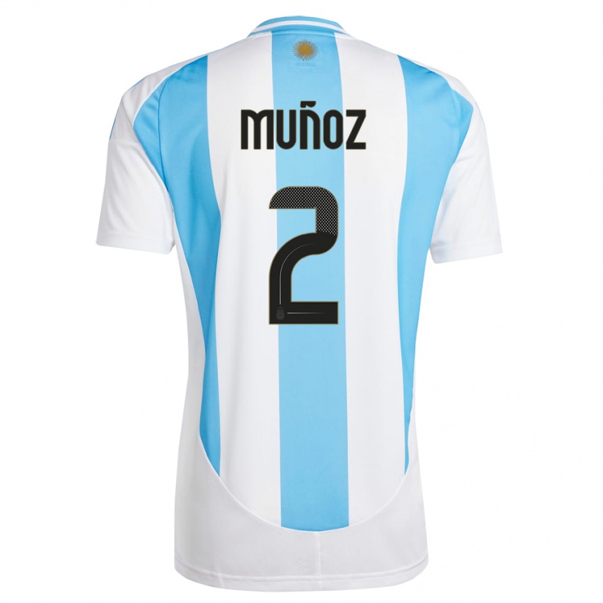 Kids Football Argentina Luana Munoz #2 White Blue Home Jersey 24-26 T-Shirt Canada