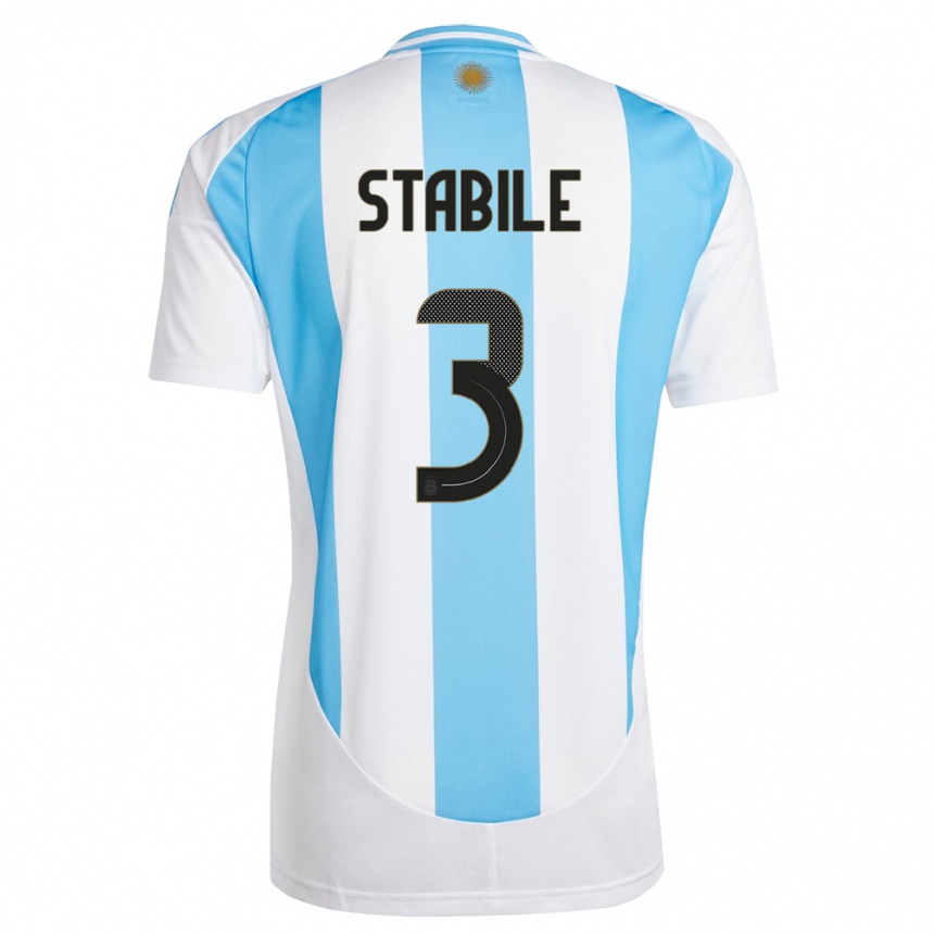 Kids Football Argentina Eliana Stabile #3 White Blue Home Jersey 24-26 T-Shirt Canada