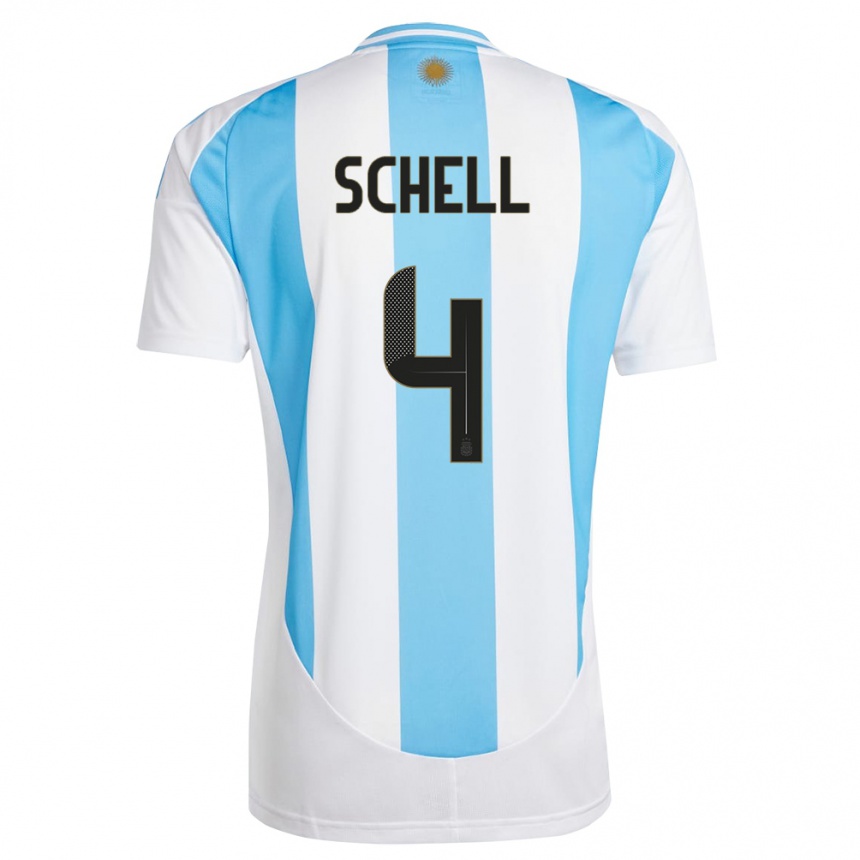 Kids Football Argentina Sofia Schell #4 White Blue Home Jersey 24-26 T-Shirt Canada