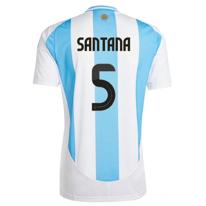 Kids Football Argentina Vanesa Santana #5 White Blue Home Jersey 24-26 T-Shirt Canada