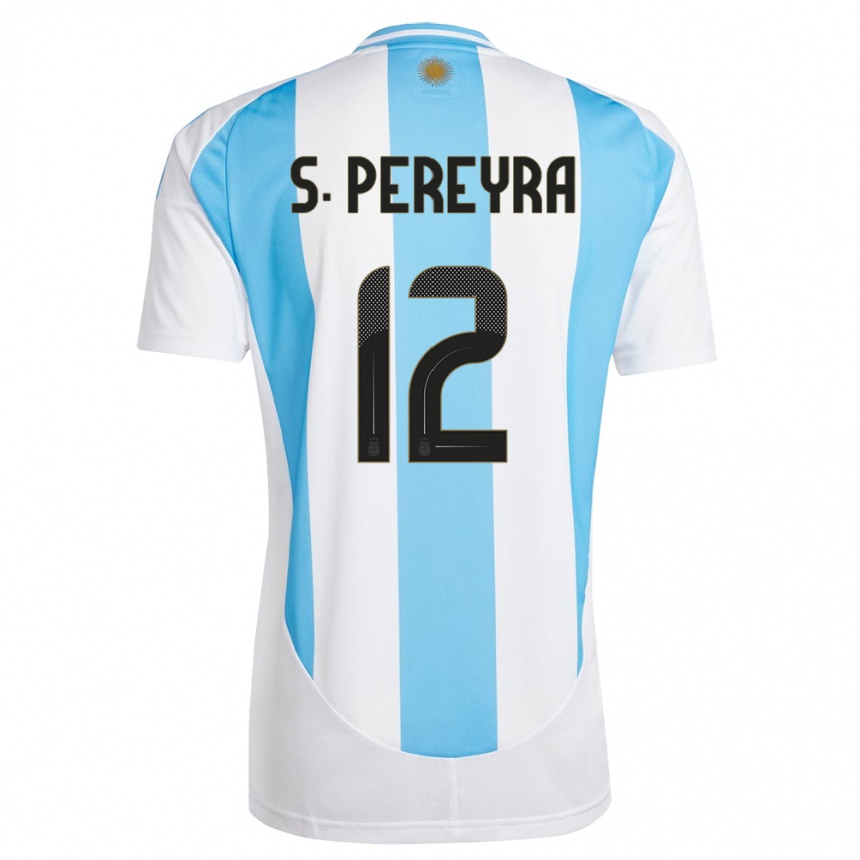 Kids Football Argentina Solana Pereyra #12 White Blue Home Jersey 24-26 T-Shirt Canada