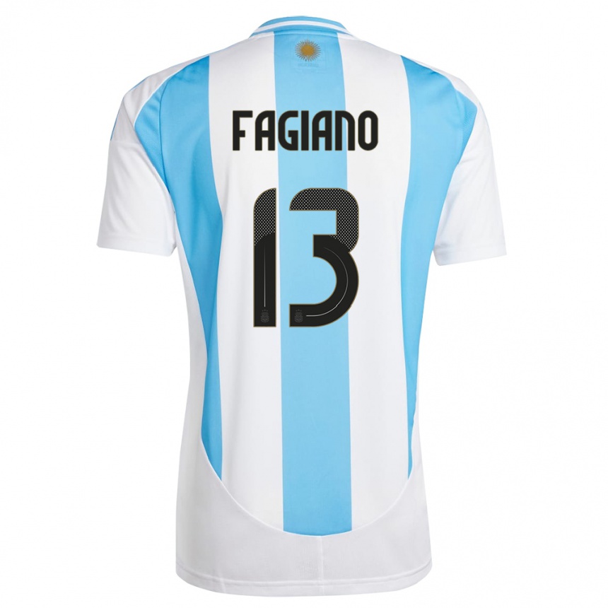 Kids Football Argentina Paloma Fagiano #13 White Blue Home Jersey 24-26 T-Shirt Canada