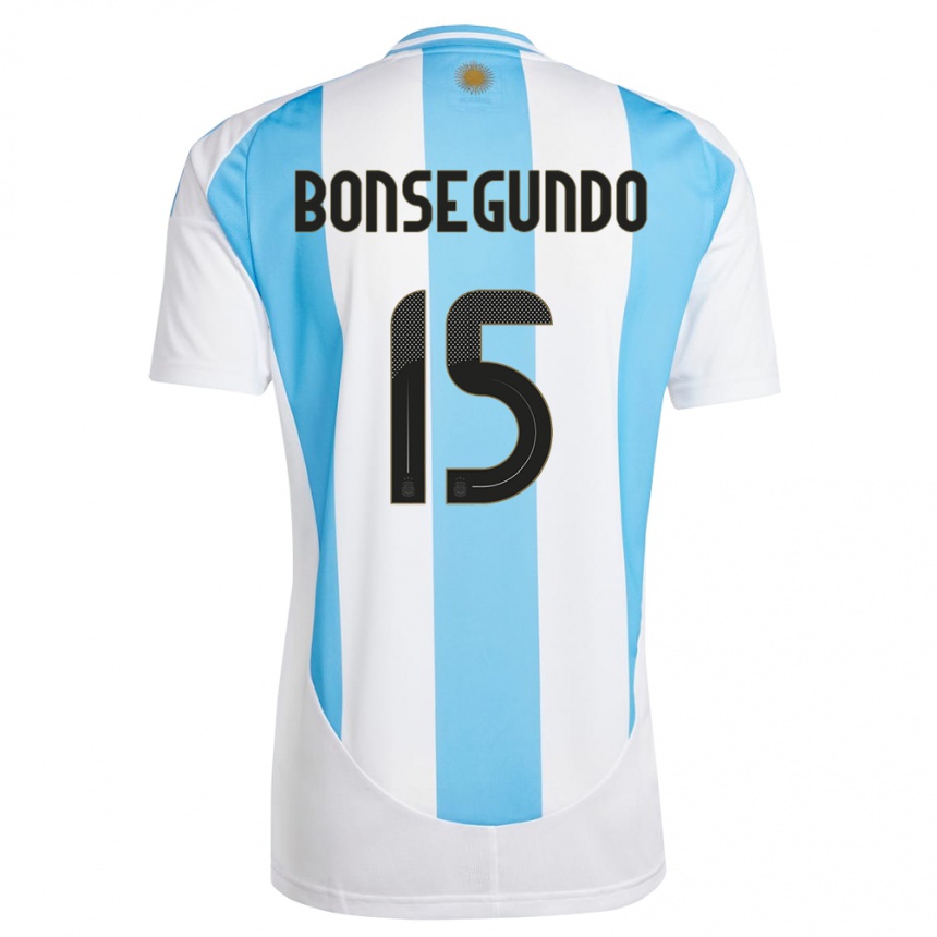 Kids Football Argentina Florencia Bonsegundo #15 White Blue Home Jersey 24-26 T-Shirt Canada