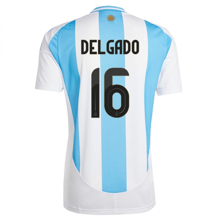 Kids Football Argentina Marina Delgado #16 White Blue Home Jersey 24-26 T-Shirt Canada