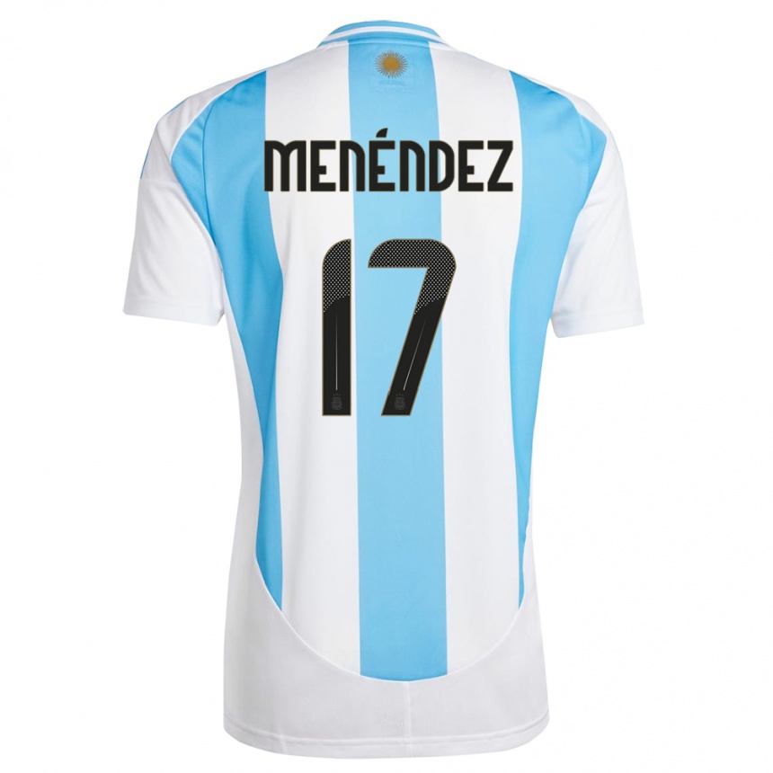 Kids Football Argentina Milagros Menendez #17 White Blue Home Jersey 24-26 T-Shirt Canada