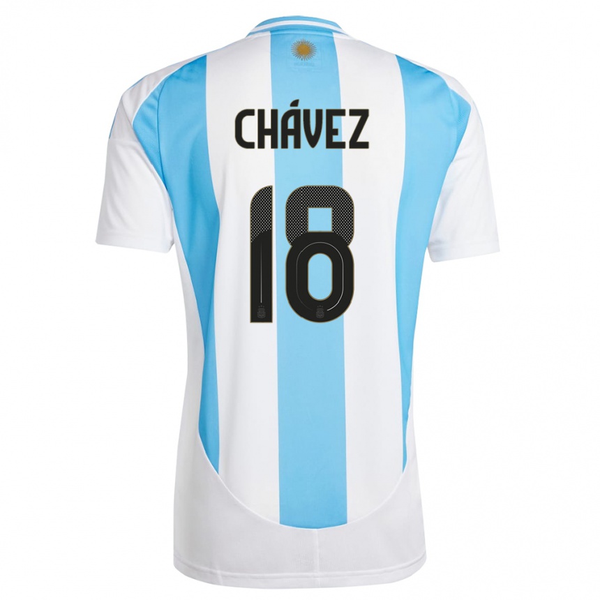 Kids Football Argentina Gabriela Chavez #18 White Blue Home Jersey 24-26 T-Shirt Canada