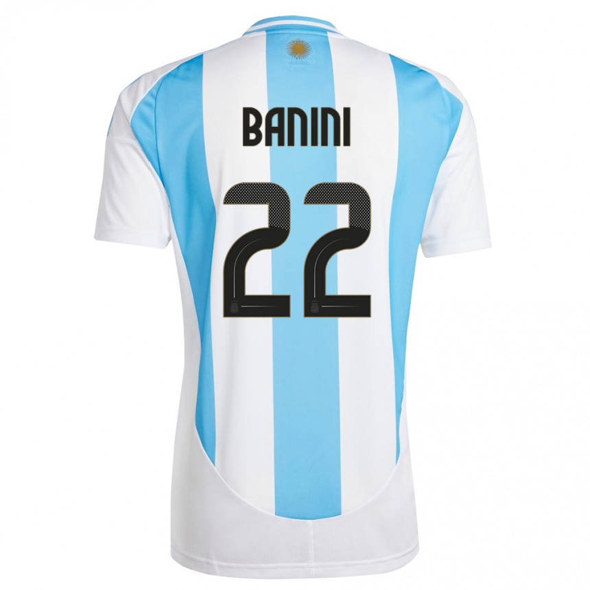 Kids Football Argentina Estefania Banini #22 White Blue Home Jersey 24-26 T-Shirt Canada