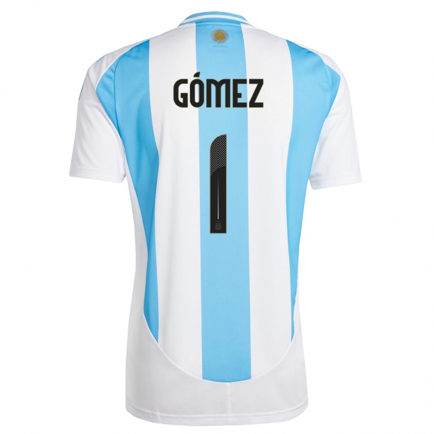 Kids Football Argentina Francisco Gomez #1 White Blue Home Jersey 24-26 T-Shirt Canada