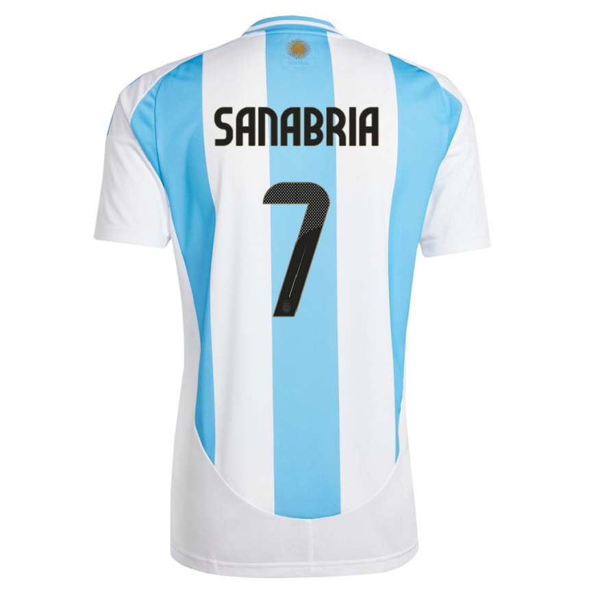 Kids Football Argentina Mateo Sanabria #7 White Blue Home Jersey 24-26 T-Shirt Canada