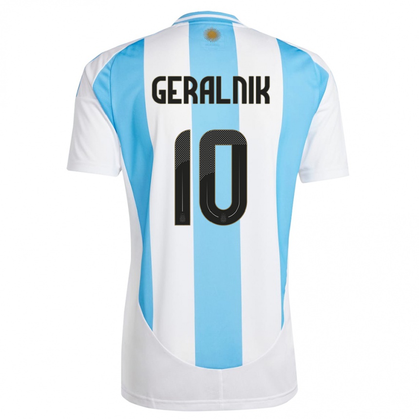 Kids Football Argentina Tiago Geralnik #10 White Blue Home Jersey 24-26 T-Shirt Canada