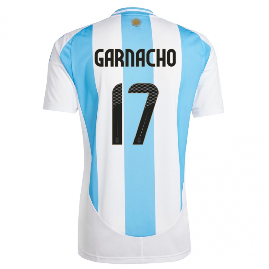 Kids Football Argentina Alejandro Garnacho #17 White Blue Home Jersey 24-26 T-Shirt Canada