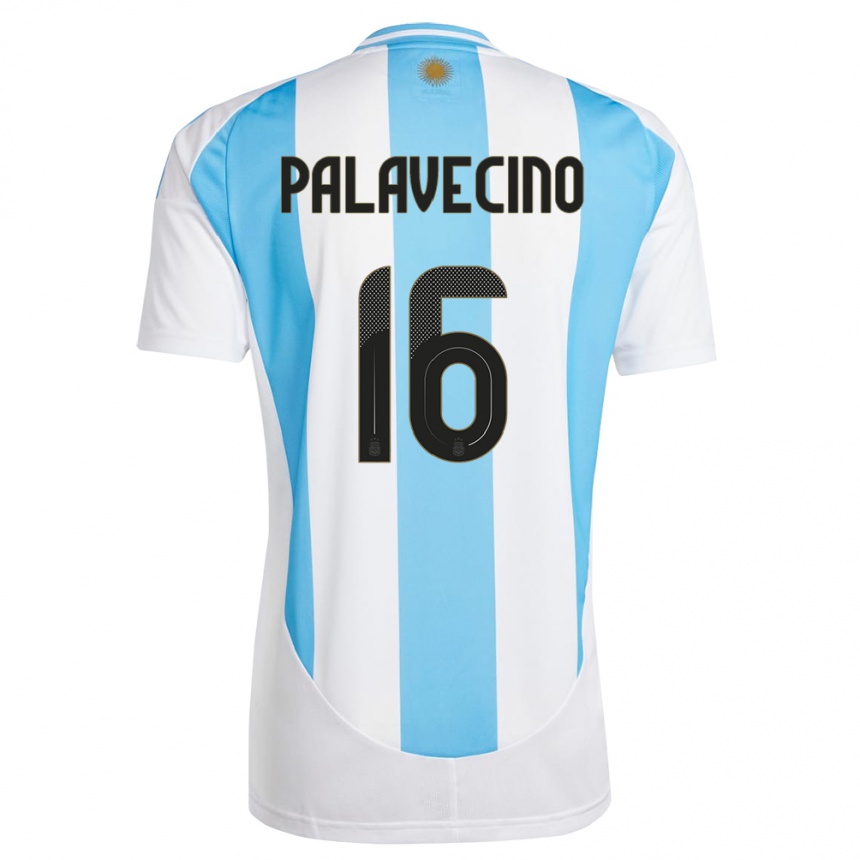 Kids Football Argentina Nicolas Palavecino #16 White Blue Home Jersey 24-26 T-Shirt Canada