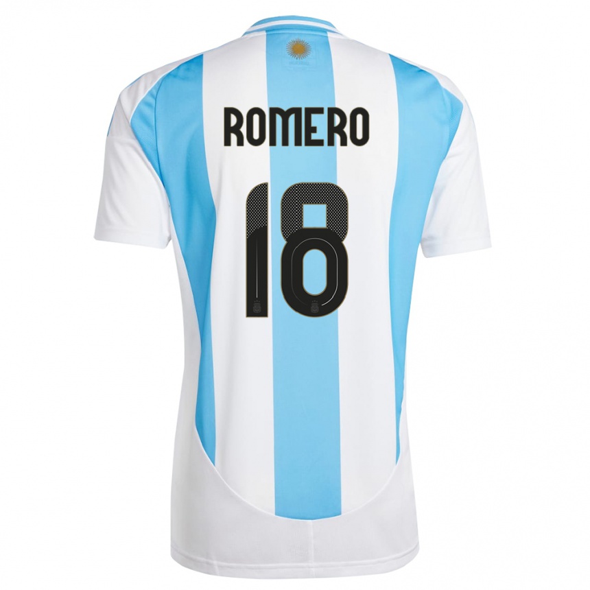 Kids Football Argentina Luka Romero #18 White Blue Home Jersey 24-26 T-Shirt Canada