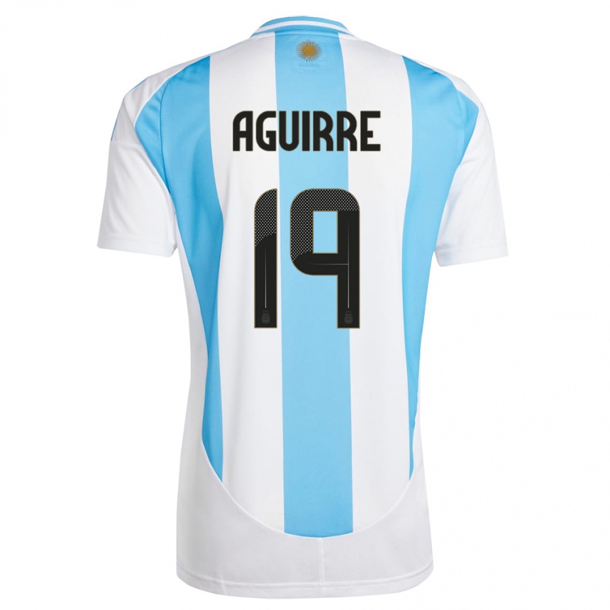 Kids Football Argentina Brian Aguirre #19 White Blue Home Jersey 24-26 T-Shirt Canada