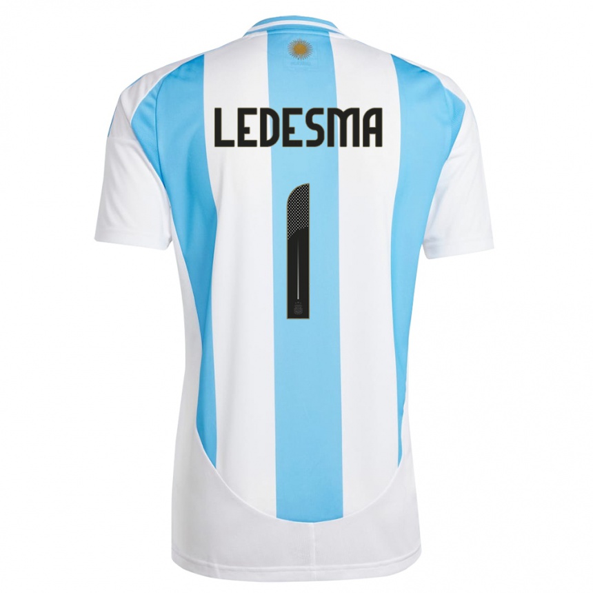 Kids Football Argentina Jeremias Ledesma #1 White Blue Home Jersey 24-26 T-Shirt Canada