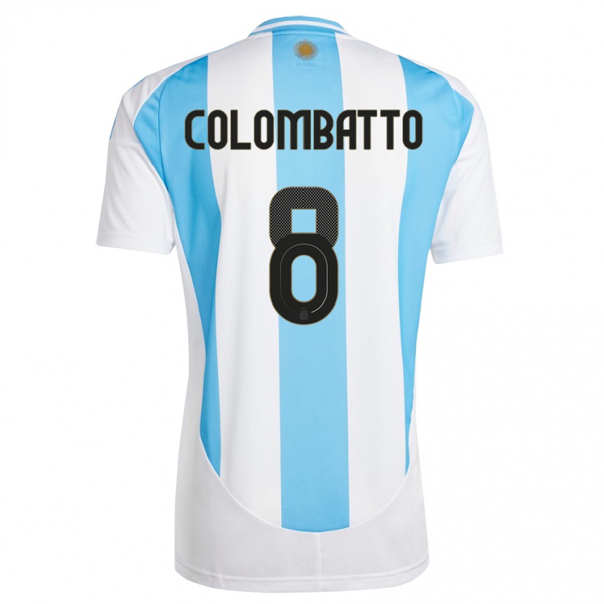 Kids Football Argentina Santiago Colombatto #8 White Blue Home Jersey 24-26 T-Shirt Canada