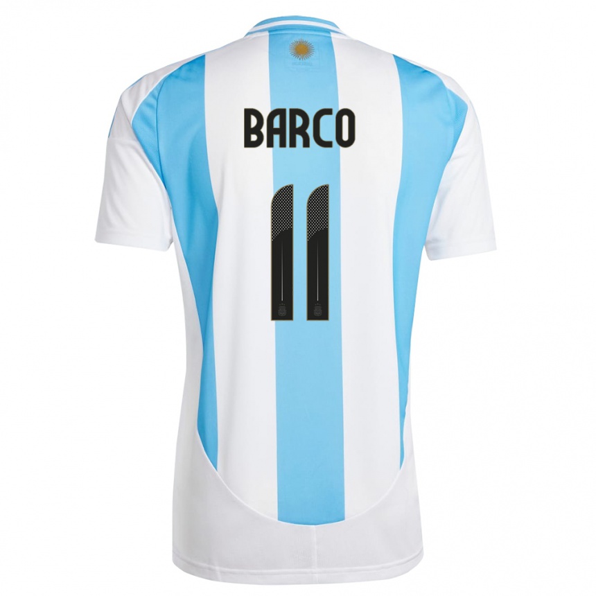 Kids Football Argentina Ezequiel Barco #11 White Blue Home Jersey 24-26 T-Shirt Canada