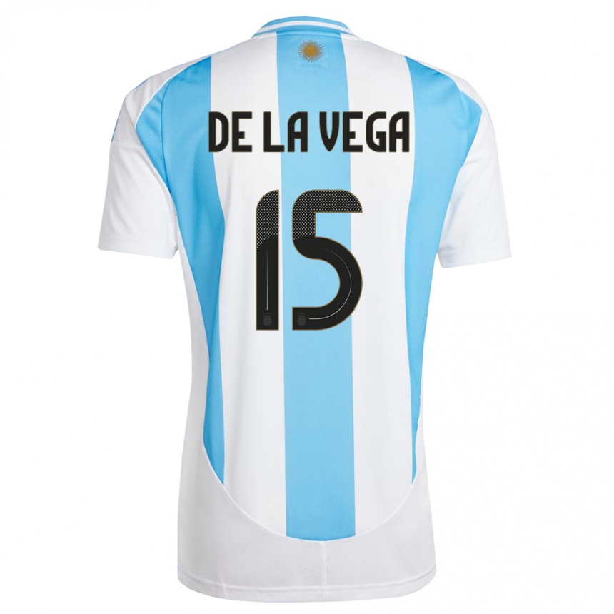 Kids Football Argentina Pedro De La Vega #15 White Blue Home Jersey 24-26 T-Shirt Canada