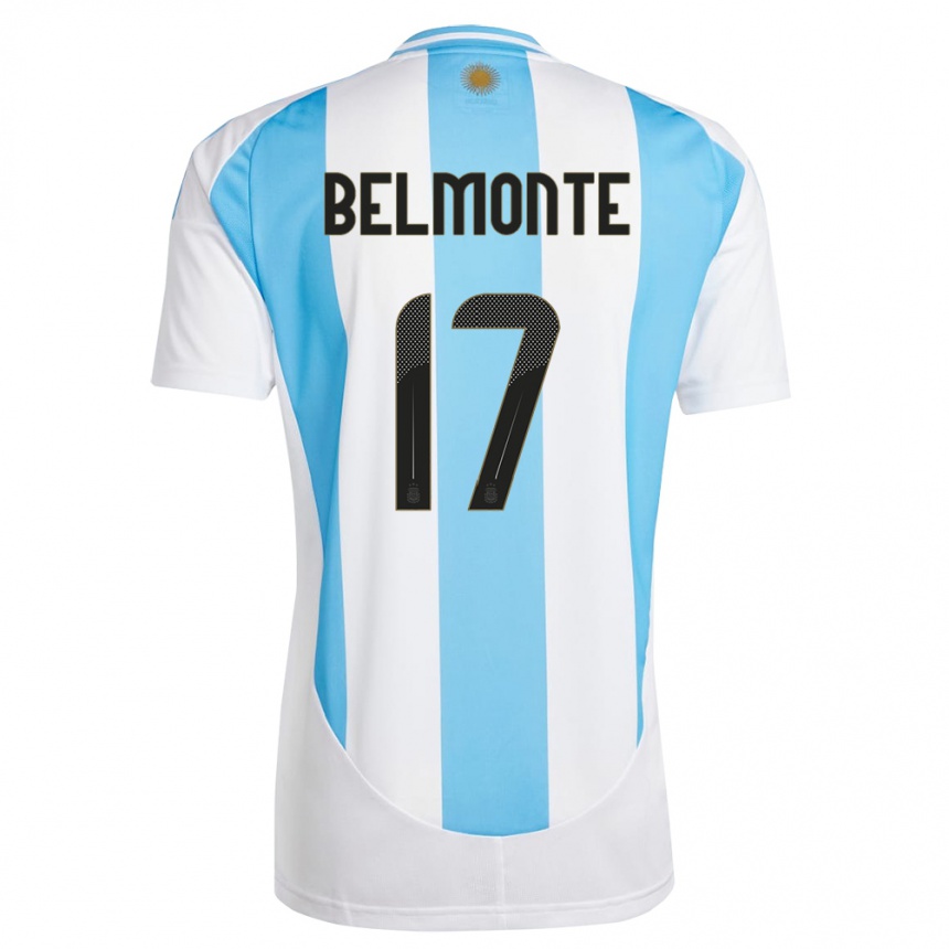 Kids Football Argentina Tomas Belmonte #17 White Blue Home Jersey 24-26 T-Shirt Canada