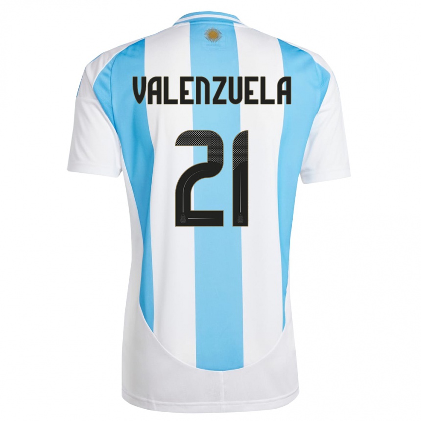 Kids Football Argentina Fernando Valenzuela #21 White Blue Home Jersey 24-26 T-Shirt Canada