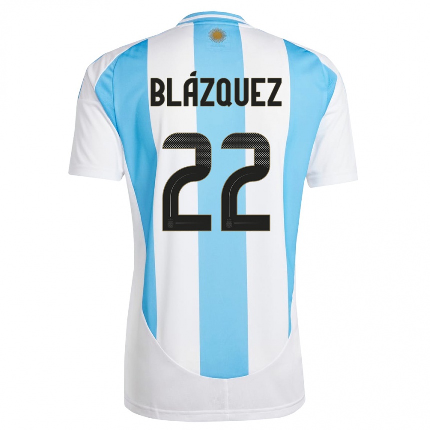 Kids Football Argentina Joaquin Blazquez #22 White Blue Home Jersey 24-26 T-Shirt Canada