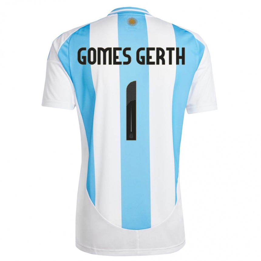 Kids Football Argentina Federico Gomes Gerth #1 White Blue Home Jersey 24-26 T-Shirt Canada