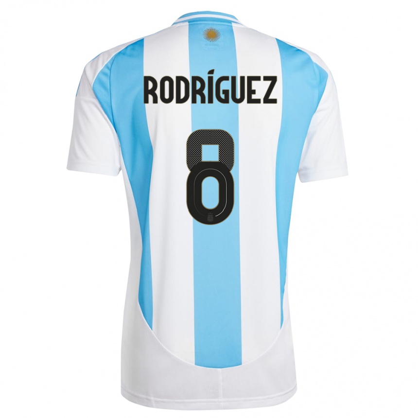 Kids Football Argentina Agustin Rodriguez #8 White Blue Home Jersey 24-26 T-Shirt Canada