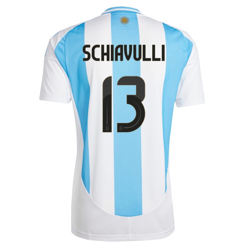 Kids Football Argentina Thiago Schiavulli #13 White Blue Home Jersey 24-26 T-Shirt Canada