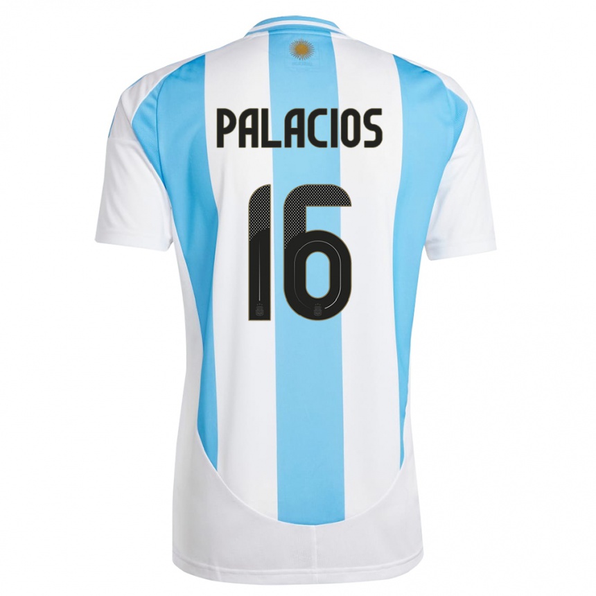 Kids Football Argentina Tomas Palacios #16 White Blue Home Jersey 24-26 T-Shirt Canada