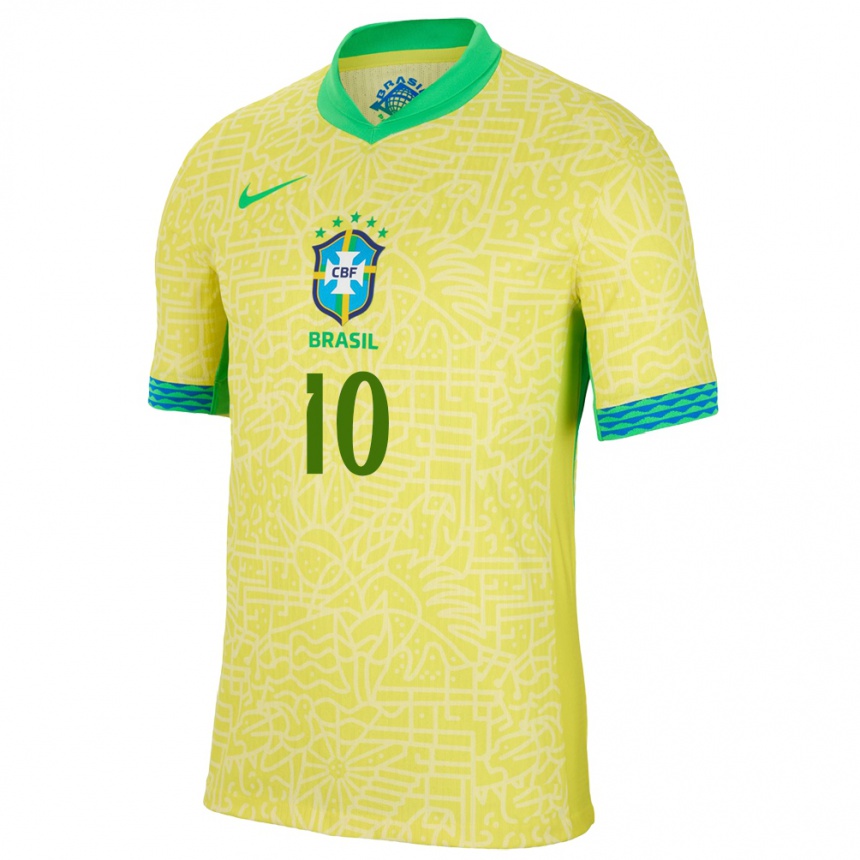 Kids Football Brazil Kerolin Nicoli #10 Yellow Home Jersey 24-26 T-Shirt Canada