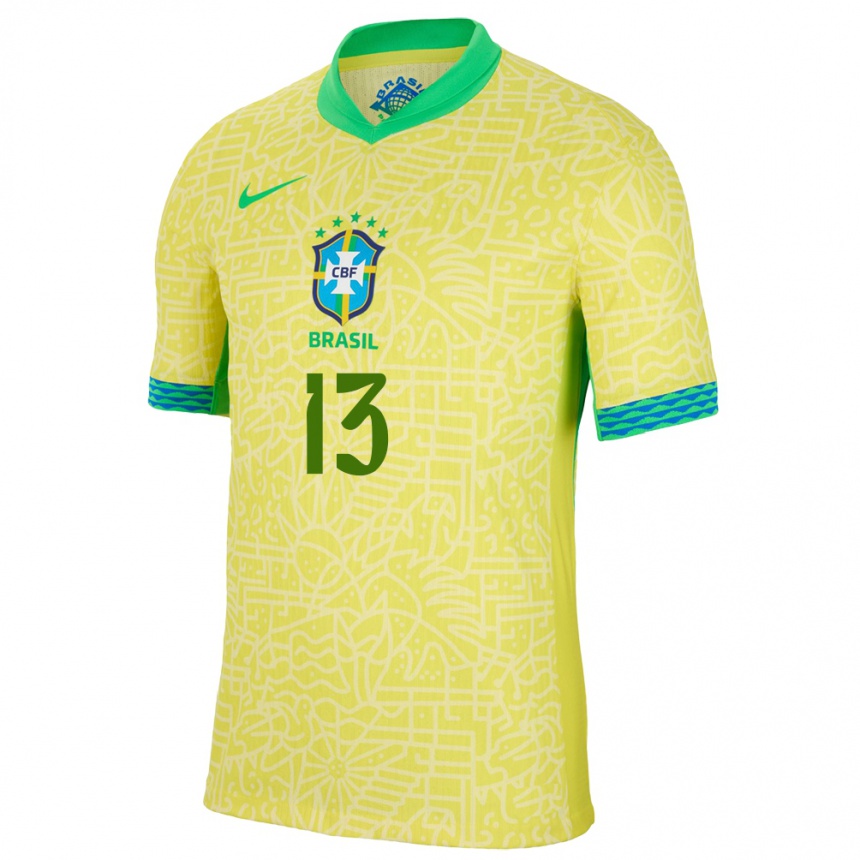 Kids Football Brazil Roger Ibanez #13 Yellow Home Jersey 24-26 T-Shirt Canada