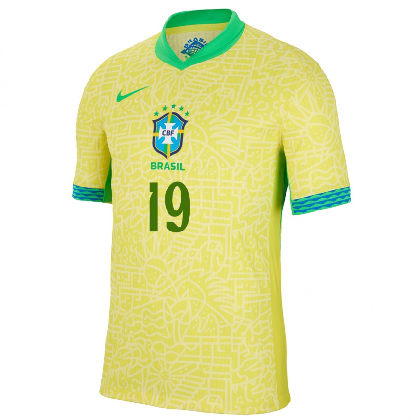 Kids Football Brazil Ludmila #19 Yellow Home Jersey 24-26 T-Shirt Canada