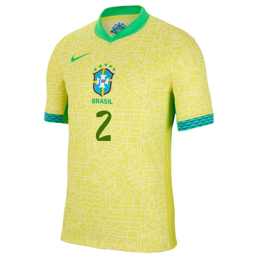 Kids Football Brazil Danilo #2 Yellow Home Jersey 24-26 T-Shirt Canada