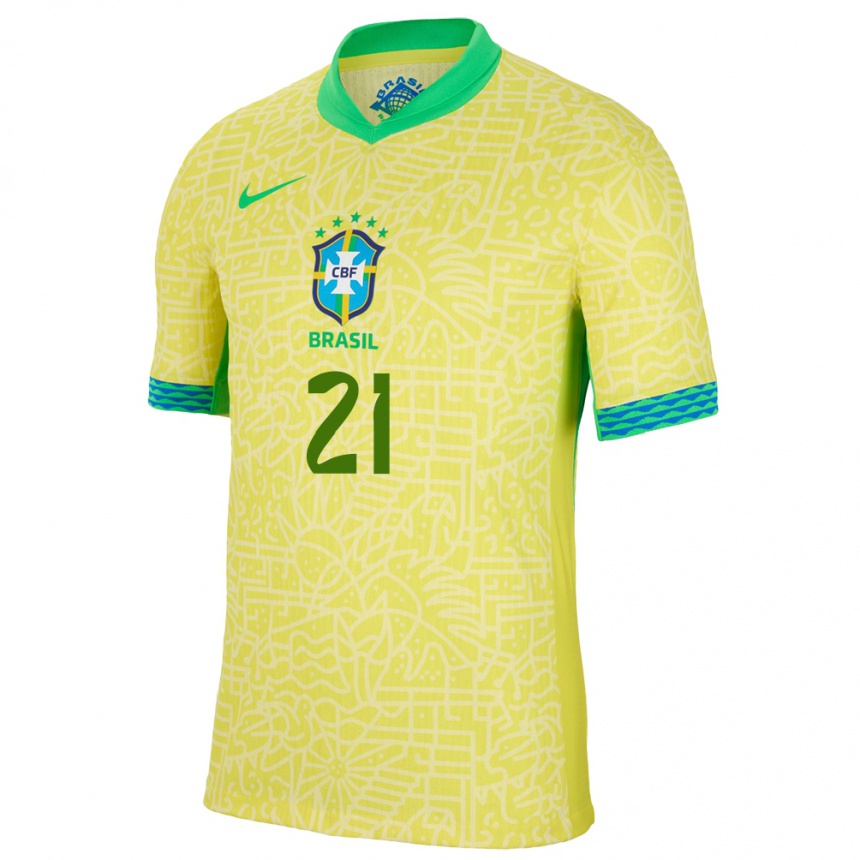 Kids Football Brazil Lauren Costa #21 Yellow Home Jersey 24-26 T-Shirt Canada