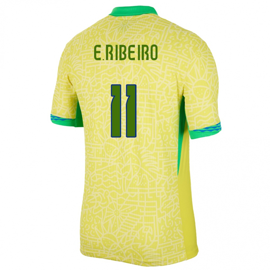 Kids Football Brazil Everton Ribeiro #11 Yellow Home Jersey 24-26 T-Shirt Canada