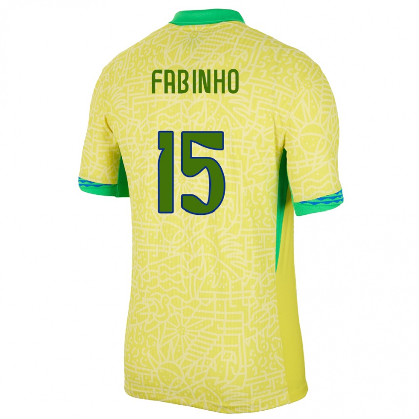 Kids Football Brazil Fabinho #15 Yellow Home Jersey 24-26 T-Shirt Canada