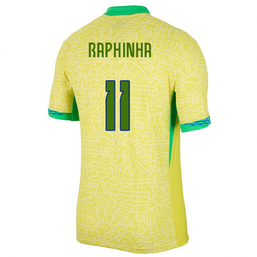 Kids Football Brazil Raphinha #11 Yellow Home Jersey 24-26 T-Shirt Canada