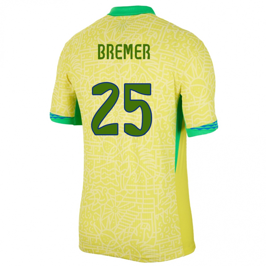 Kids Football Brazil Bremer #25 Yellow Home Jersey 24-26 T-Shirt Canada