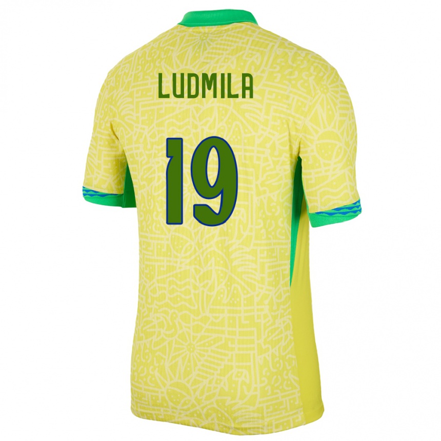 Kids Football Brazil Ludmila #19 Yellow Home Jersey 24-26 T-Shirt Canada