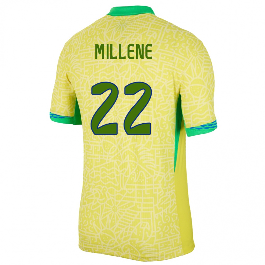 Kids Football Brazil Millene #22 Yellow Home Jersey 24-26 T-Shirt Canada