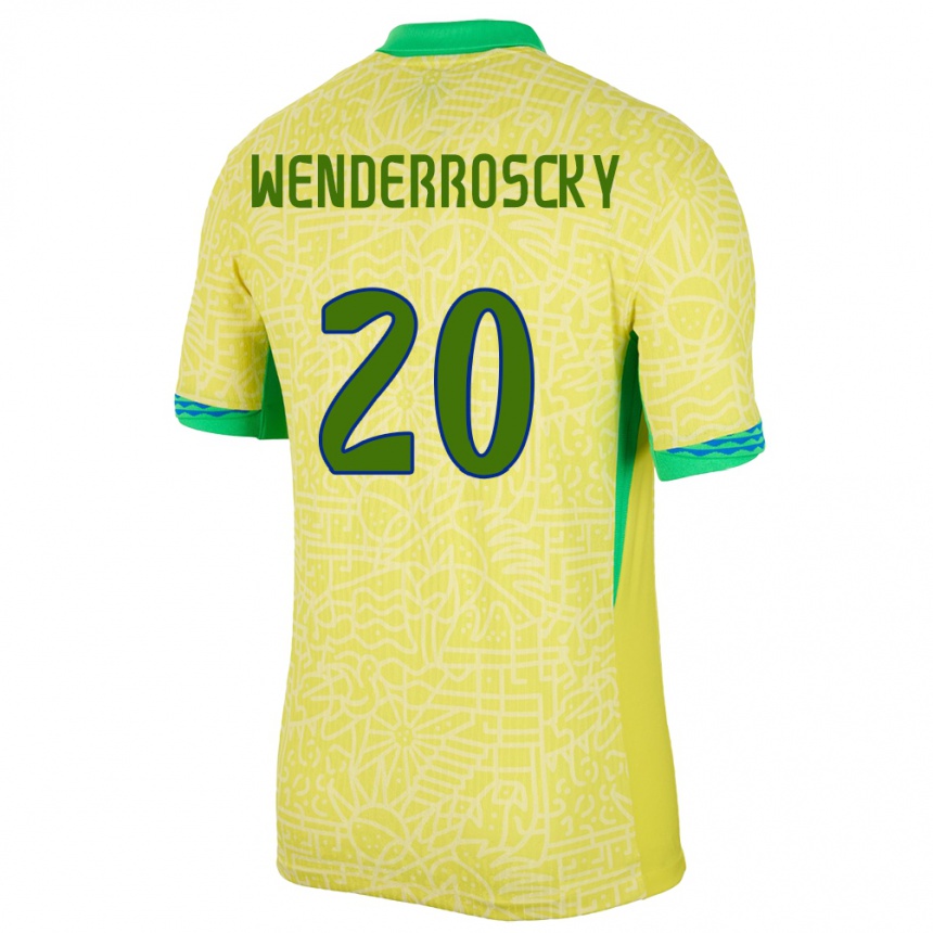 Kids Football Brazil Arthur Wenderroscky #20 Yellow Home Jersey 24-26 T-Shirt Canada