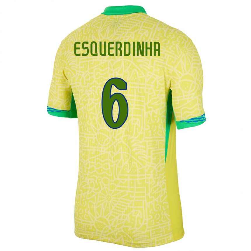 Kids Football Brazil Esquerdinha #6 Yellow Home Jersey 24-26 T-Shirt Canada