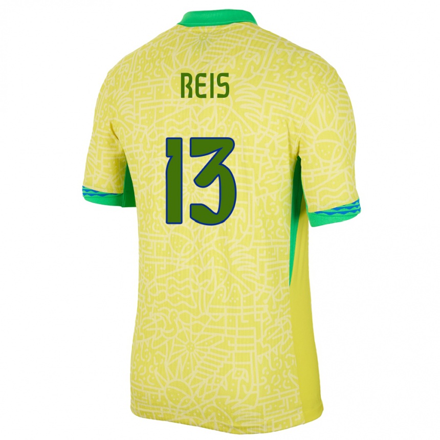 Kids Football Brazil Vitor Reis #13 Yellow Home Jersey 24-26 T-Shirt Canada