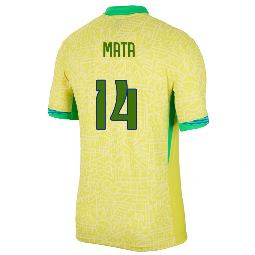 Kids Football Brazil Da Mata #14 Yellow Home Jersey 24-26 T-Shirt Canada