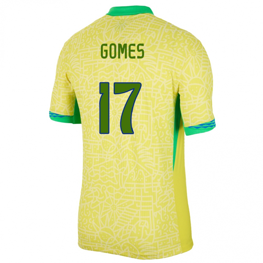 Kids Football Brazil William Gomes #17 Yellow Home Jersey 24-26 T-Shirt Canada