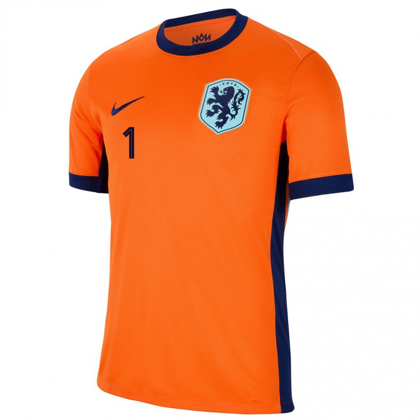 Kids Football Netherlands Remko Pasveer #1 Orange Home Jersey 24-26 T-Shirt Canada