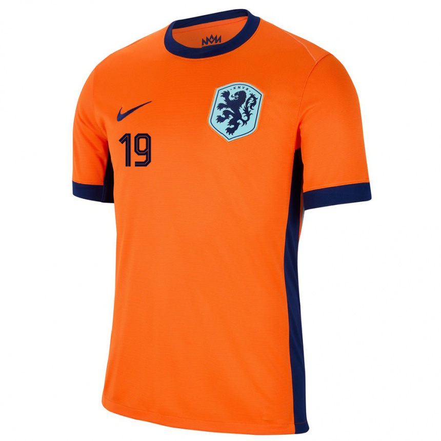 Kids Football Netherlands Brian Brobbey #19 Orange Home Jersey 24-26 T-Shirt Canada