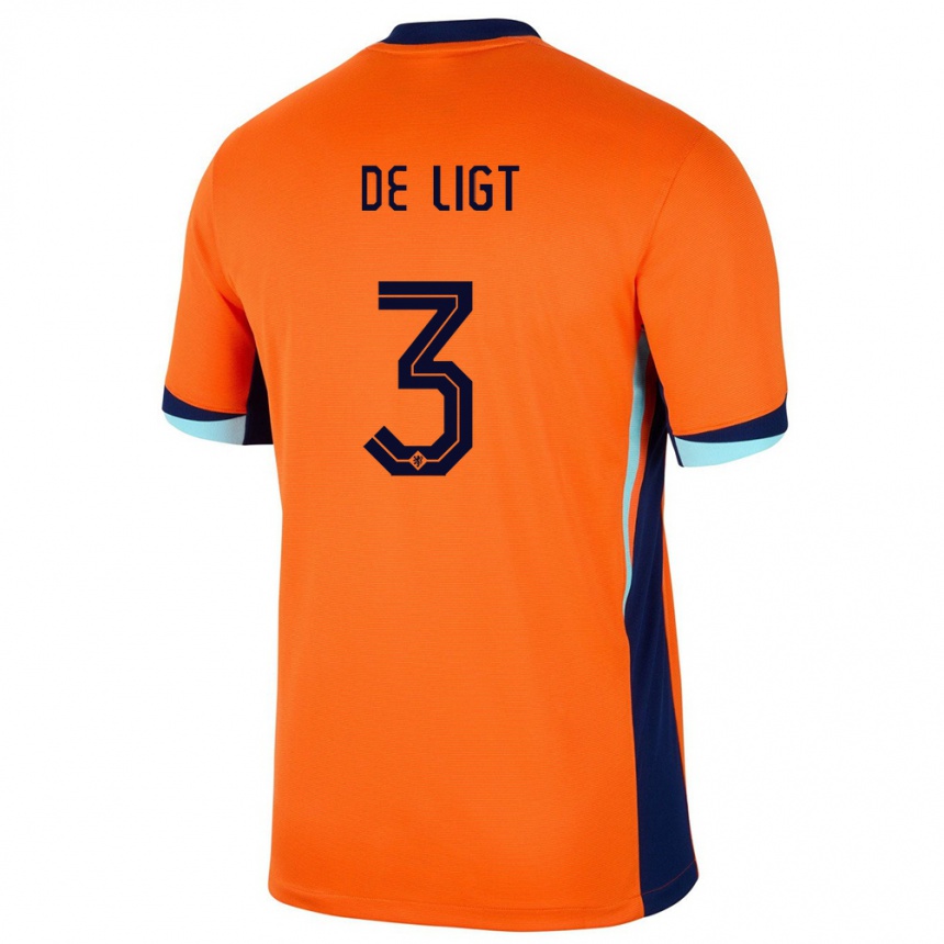 Kids Football Netherlands Matthijs De Ligt #3 Orange Home Jersey 24-26 T-Shirt Canada